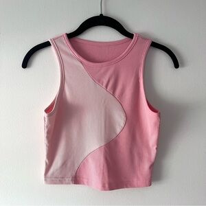 SHEIN Pink Color Block Ribbed Cropped Tank Top